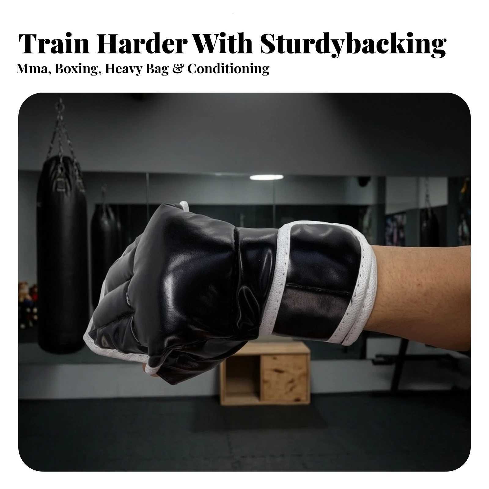 Glove Half-Finger Boxing Protective Gear Padded MMA Gloves Open-Finger Glove Ergonomic MMA Mitts Ventilated for Fighters Striking Practice N260923
