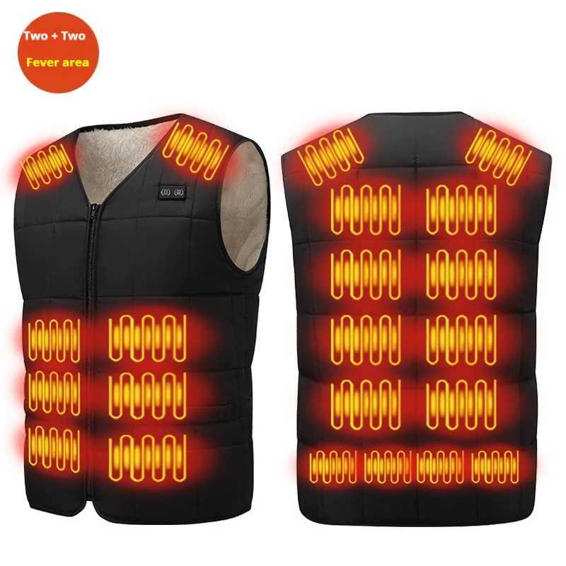 Winter Outdoor Jackets Lamb's Hoodies Wool Heated Vest for Men USB Electric Heating Jacket Smart Temperature Control Winter Thermal Warm Vest H