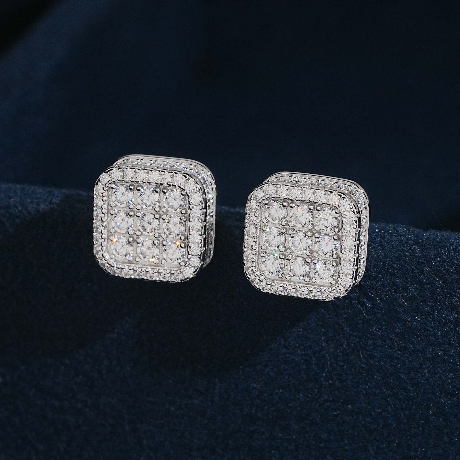 Luxury Fashion Finey Jewelry Earrings 925 Sterling Silver Full Bling Iced Out VVS Moissanite Diamond Earrings for Men Woman