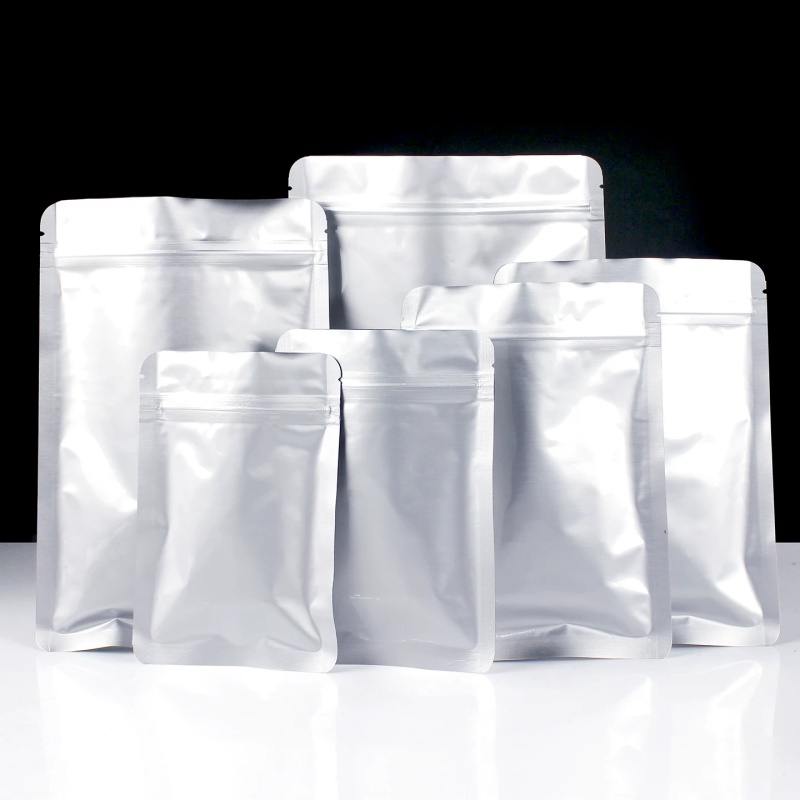 100 pièces épais plat en papier d'aluminium Ziplock sac d'emballage bricolage Logo refermable Matcha cacao Beaf grains de café moulu Snack chocol
