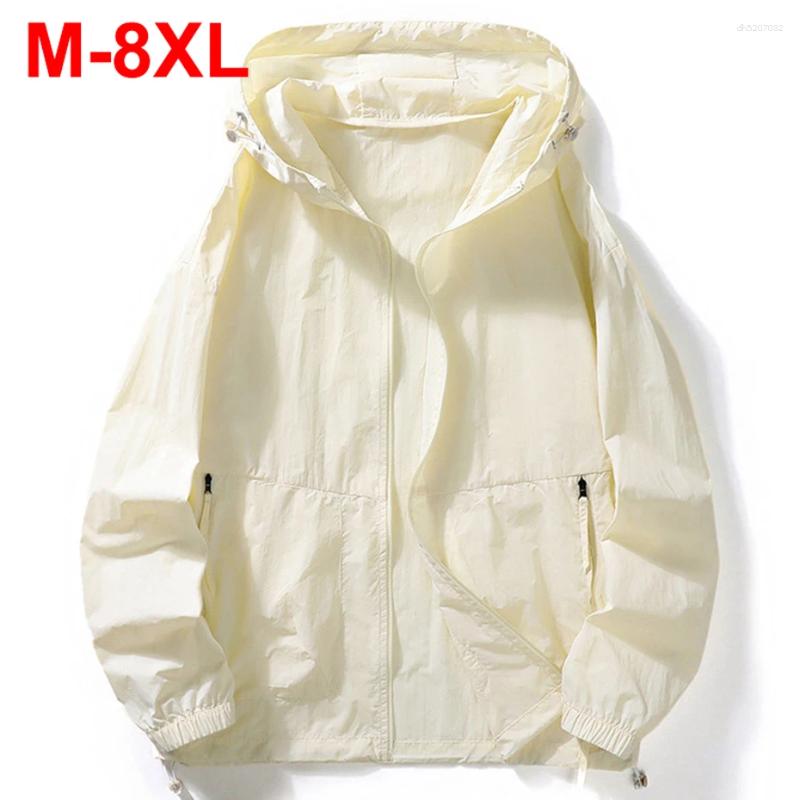 Plus Size Men Summer Jackets Lightweight Hooded Windbreaker Ultra-thin Quick-dry Sun Protection Big 7XL 6XL