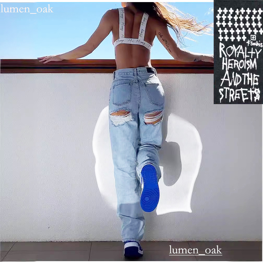 ksubi Designer Luxury Denim Jeans Women top Quality Distressed Ripped Vintage Washed Slim Fit Straight Streetwear Pants Classic Denim Trousers 1Pcs