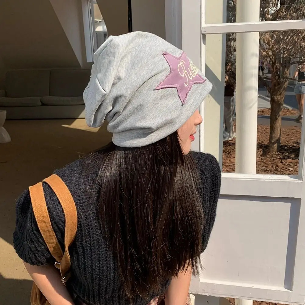 and Winter Pile Hat Embroidery Ear Protection Star Sticker Solid Color Korean Style Caps Women Warm Cap Letter Hat Beanie Hat260918