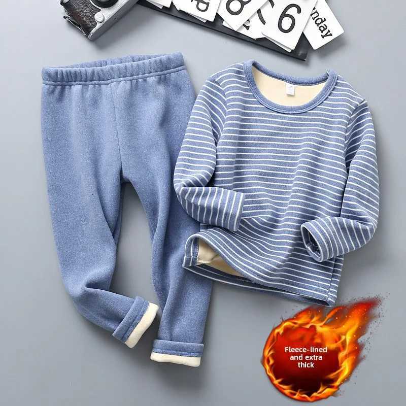 Sleep Lounge Women's Kids Thermal Underwear Set Fleece Lined Winter Pajamas Boys Girls Warm Two Piece OutfitC260924
