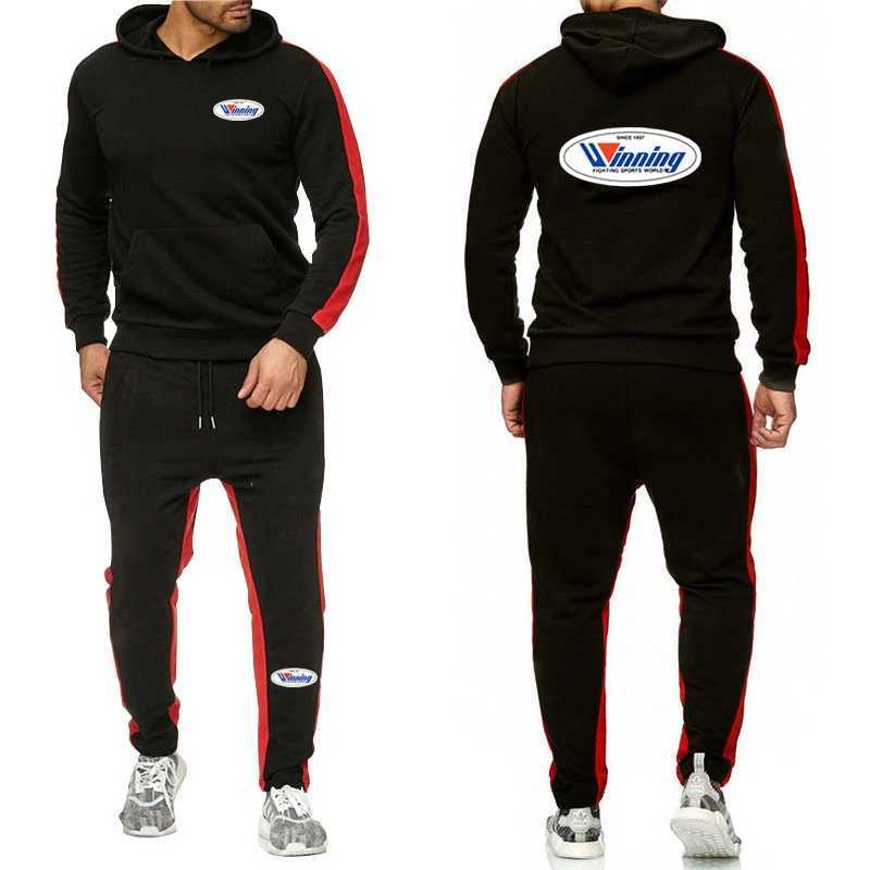 Winning Boxing Men's New Spring and Autumn Versatile Pullover Hoodies+Sweatpants Sports Comfortable Solid Color Pants Suits T260924
