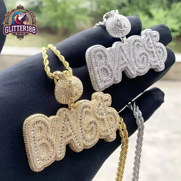 2026 new style BAG Money Bag Pendant Necklace Dollar Sign Moissanite Iced Out Hip Hop Jewelry for Men Wholesale