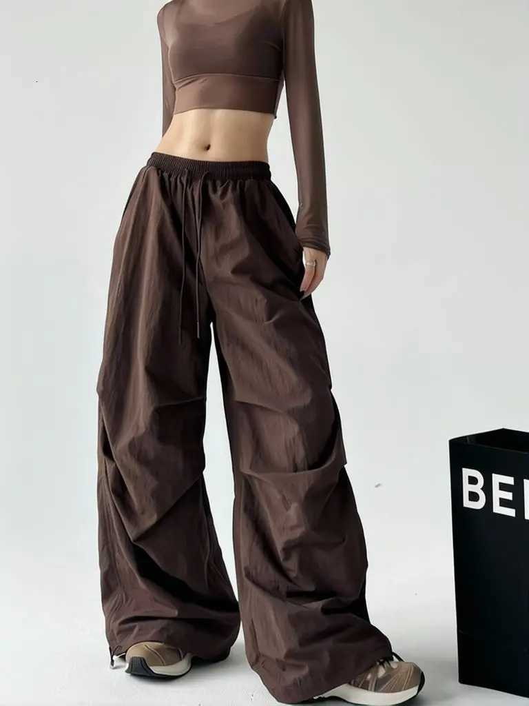 Men's Pants Y2k Hiking Straight Wide Pants Men Streetwear Cargo Pants Casual Brown Quick Dry Pocket Summer Travel Sport Trousers D260924