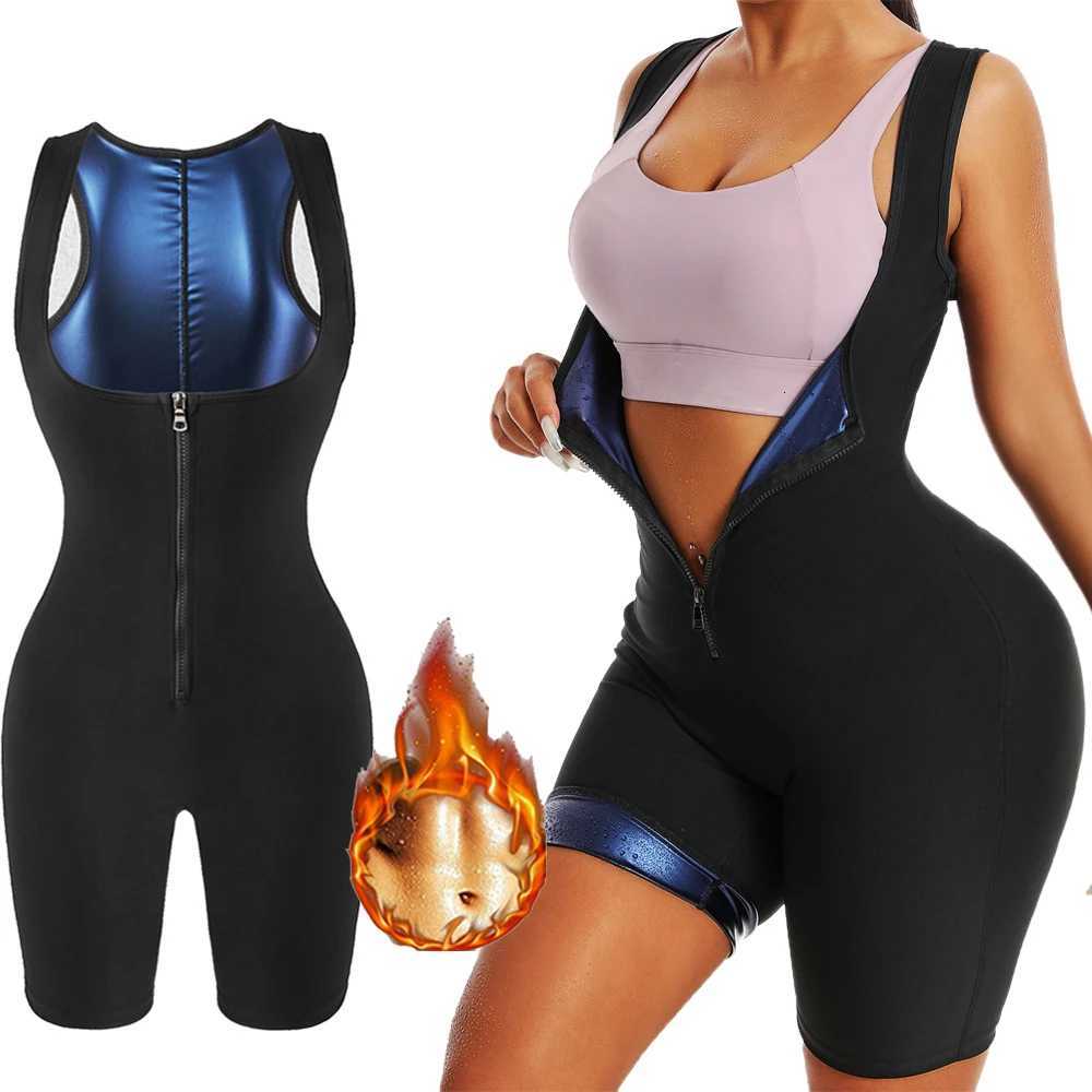 Women Women's Sauna Shapers Sweat Bodysuit One Piece Zipper Jumpsuit Shapewear Waist Compression Slimming Tummy Body Shaper Shorts J260923