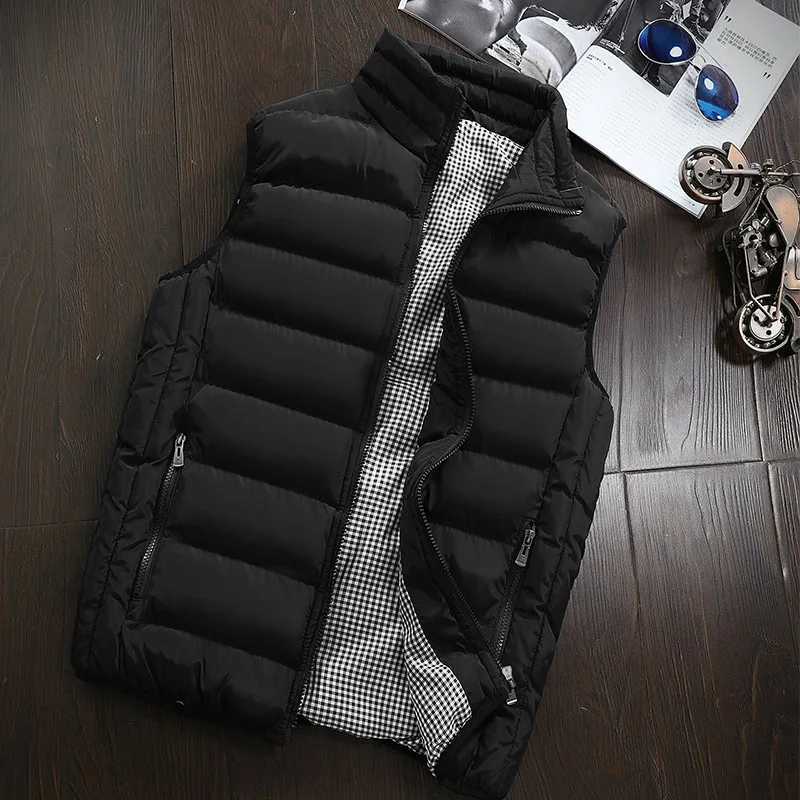 Clothing Hoodies Brand Outdoor Jackets Cotton-Padded Big Siz Men's Vest Men Waistcoat Mens Jacket Sleeveless Vest Winter Fashion Casual Slim Co