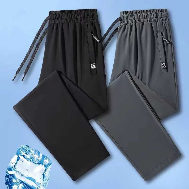 Men's Pants Summer New Ice Silk Sports Casual Pants 2PCS For Men Thin Breathable Sweat-absorbing Quick Drying Straight Leg Pant H260924
