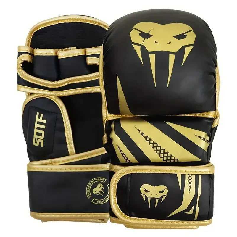 Professional Protective Gear 1 pair MMA Half-Finger Boxing Gloves Thickened PU Muay Thai MMA Sanda Training Gloves Boxing Training Accessories N2609