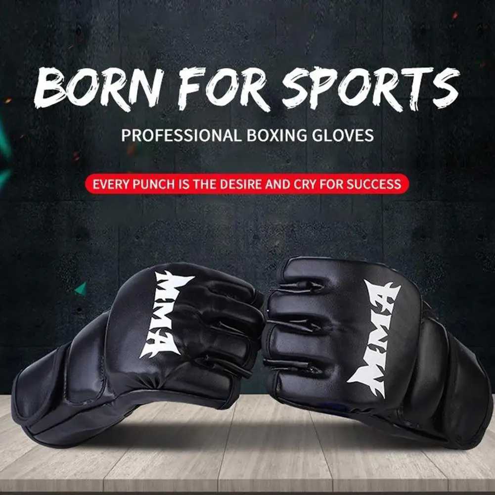 Protective Gear Half Finger Boxing Gloves for Adults - Unisex (Men Women) for Sanda Training MMA UFC Muay Thai Ideal for Shaking Sandbags Q260923