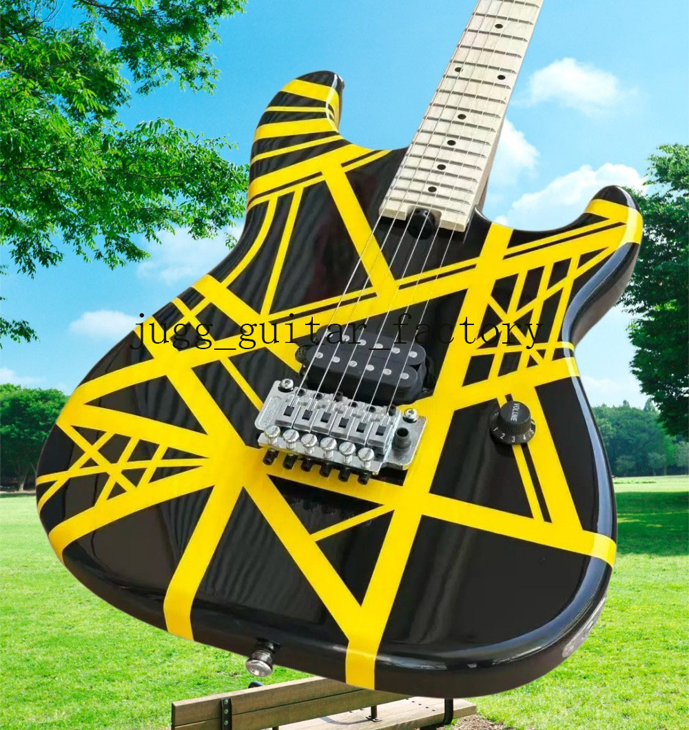 hot Custom electric guitar Black andyellow Electric Guitar Free Shipping