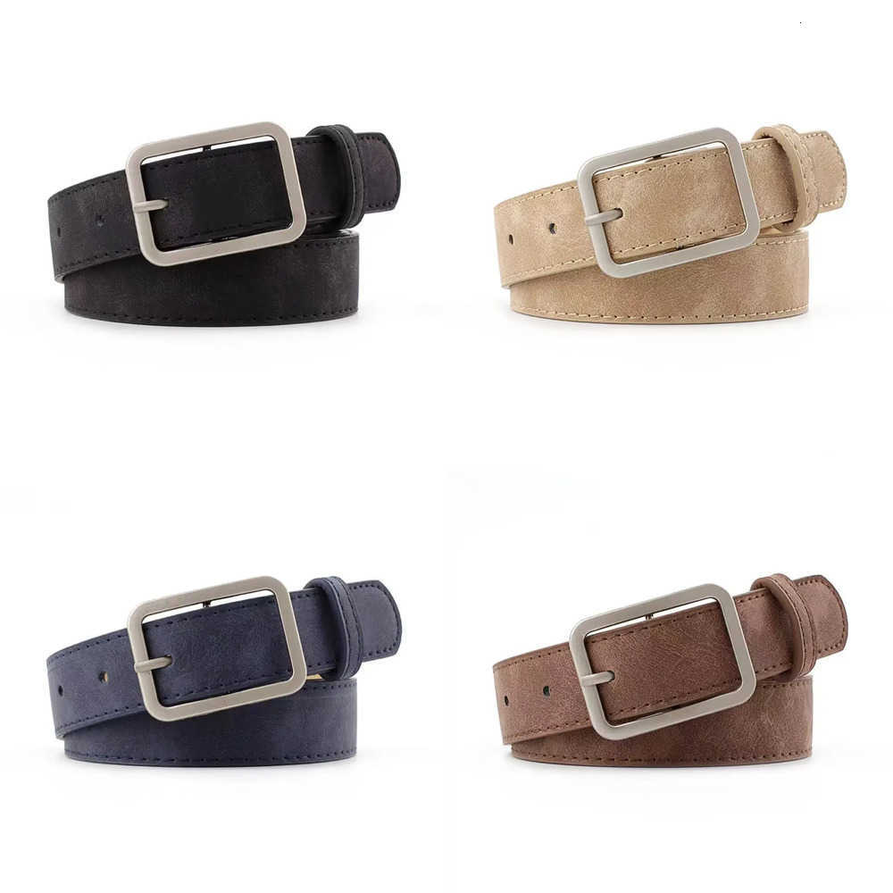 retro women's Belts Summer frosted belt silver square needle versatile trendy fashionable personalized decorative waist J260923