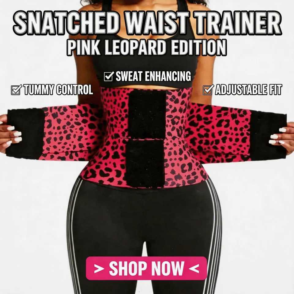 Support Women's Shapers Waist Women Red Leopard Waist Double Strap Tummy Control Corset Sauna Sweat Belt Fitness Body Shaper Fajas Reductoras J