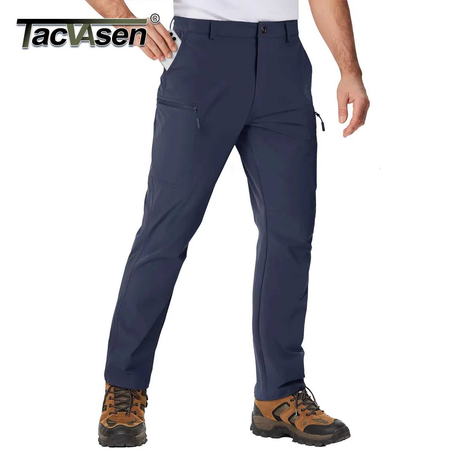 Men's Pants TACVASEN Waterproof Lightweight Hiking Pants Mens Ripstop Quick Dry Cargo Work Pant Outdoor Trekking Hard-wearing Trousers Male H26