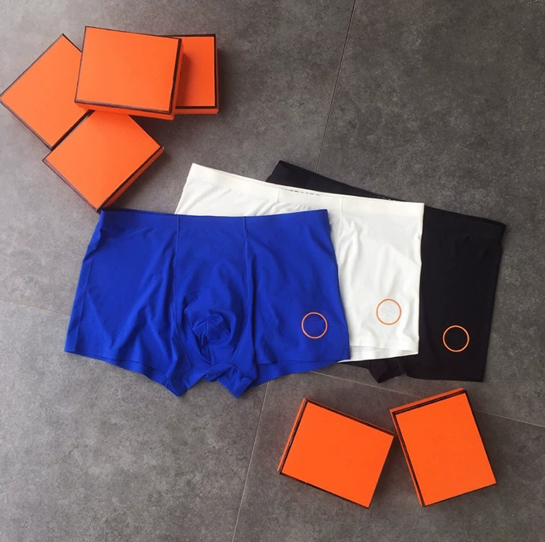 L XL 2XL 3XL 4XL 3pcs/box Luxury Designer Ice Silk Underwear Men's Breathable Cotton Underpants Boxers Shorts With Gift Box