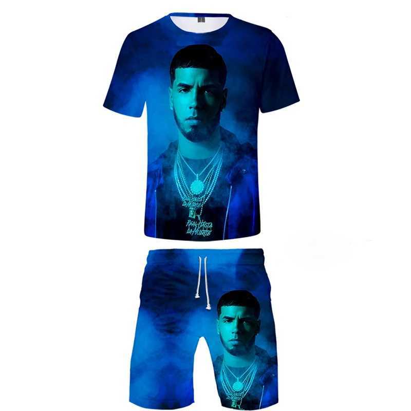 Summer Men's Tracksuit Rapper Anuel AA 3D Print T-shirt Shorts Sets 2 Pieces Streetwear Man Sportswear Suits Oversized Clothing T260924