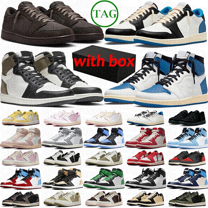 with box men women 1s basketball shoes travis 1 lows scottshoes designer sneakers mens trainers Black Phantom Reverse Mocha Hight Cut Bred Banned Un