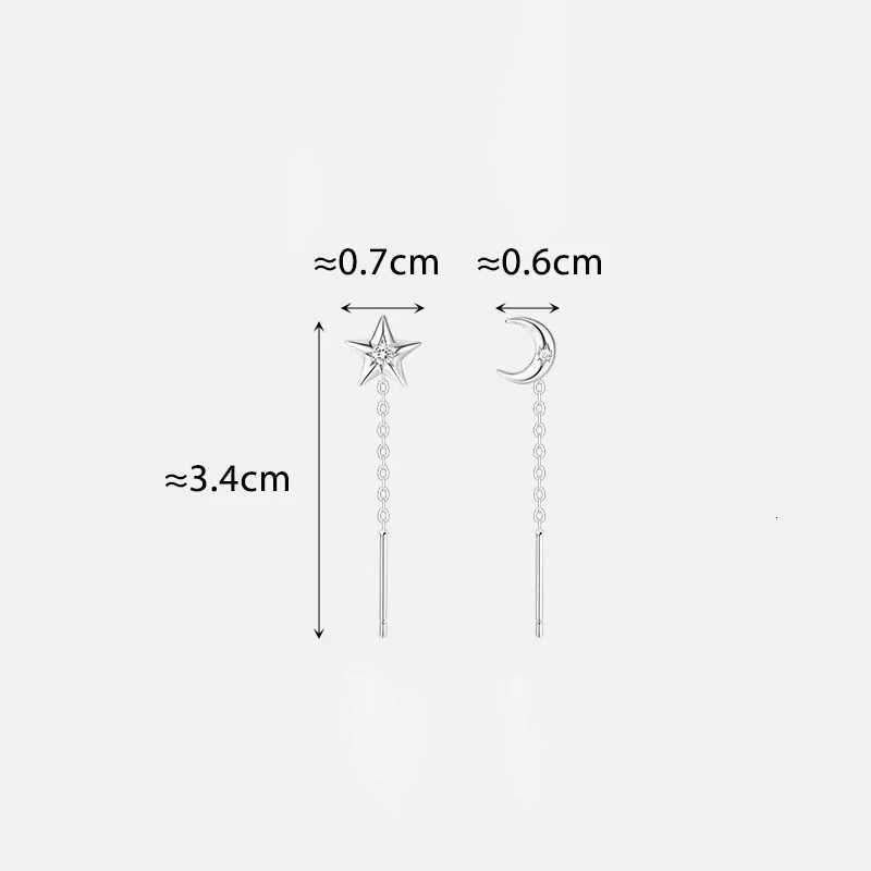 Trendy Color Stud Asymmetry Silver Star Moon Zircon Ear Line Stud Earrings for Charm Women Fashion Jewelry Accessories N260923