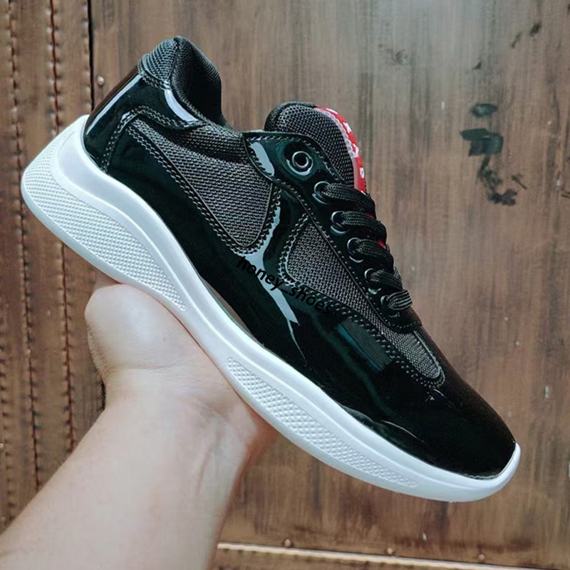 Designer Sneakers Women Men Platform Sneakers Luxury Casual Running Shoes Americas Cup Low Leather Patent Womens Toe Sport Tennis Mens Black Green Y
