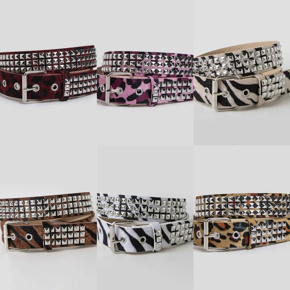 Studded Belts Trendy Horsehair Leopard-Print Womens Belt Korean-Style Niche Sophisticated and Edgy Leopard-Print Faux Fur Belt J260923