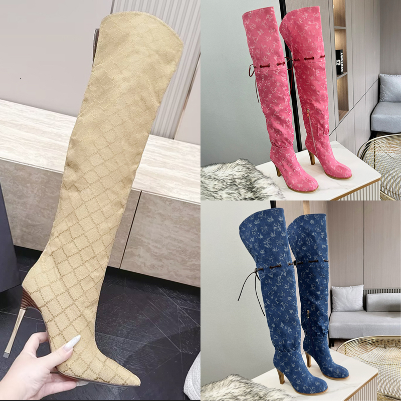 Botas por encima de la rodilla botas de diseñador silueta botines tacones zapatos invierno mujer calcetines de tela botas zapato de fiesta de boda 1