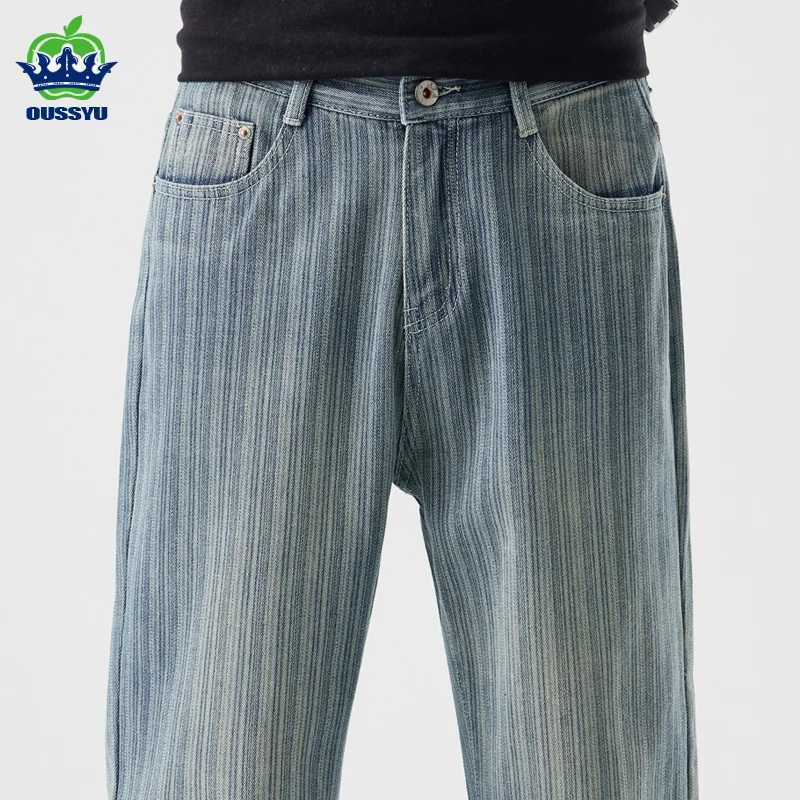 High Quality Luxury Classic Stripes Men's Jeans Cotton Baggy Straight Denim Pants Trousers for Men INS Y2k Streetwear S260924BBNF