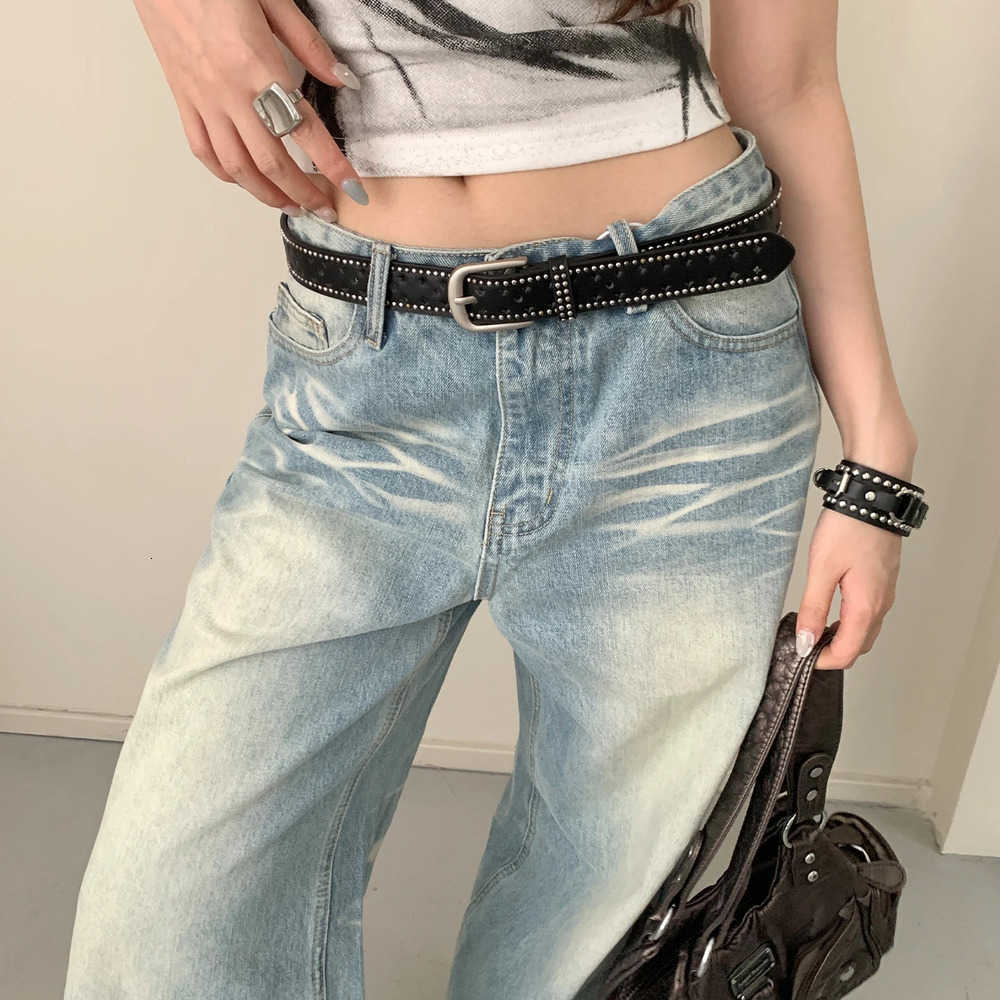 Korean Style Pink Belts Studded Hollow Waist Belt Women Y2K Sweet Cool Style Decorative Metal Buckle Leather Belt With Jeans Belt J260923