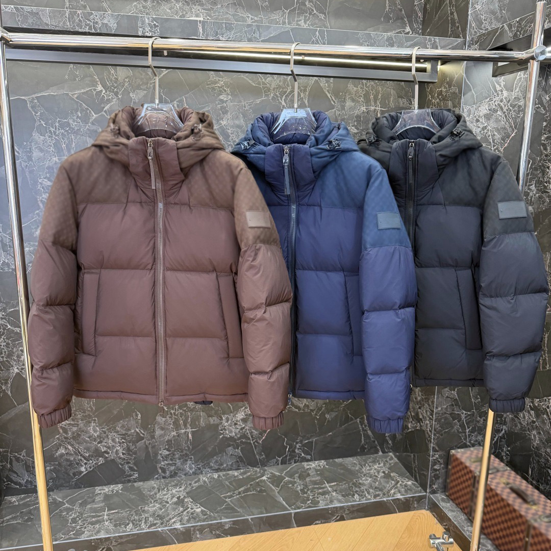 Designer brand high-quality men's outerwear, jacquard splicing men's down jacket, fashionable trend color blocked winter down jacket