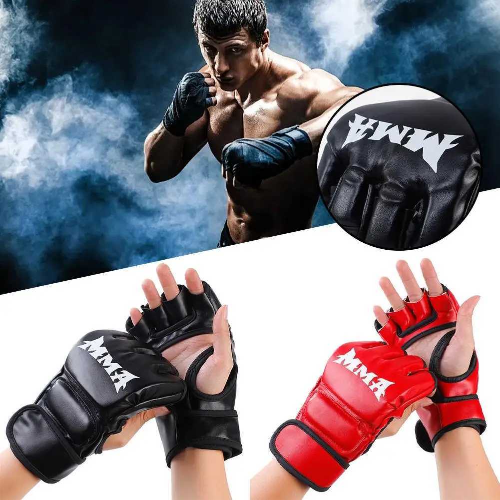 Finger Protective Gear Boxing Half Gloves Pu Leather Mma Fighting Kick Gloves Sanda Training Mma Taekwondo Boxing Sandbag Adult Tkd Fight G H6l5 N26