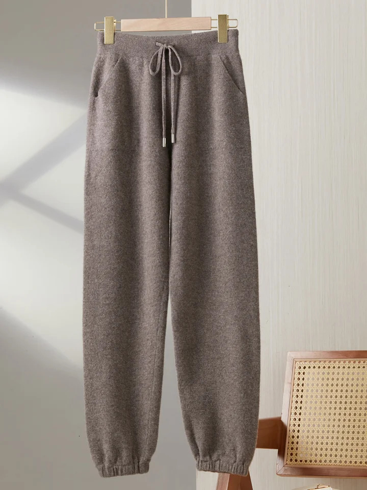 100% Merino Wool Pants Women Jogger Trousers Autumn Winter Fashion French Style Thick Soft Casual Female Knit Pencil 260923
