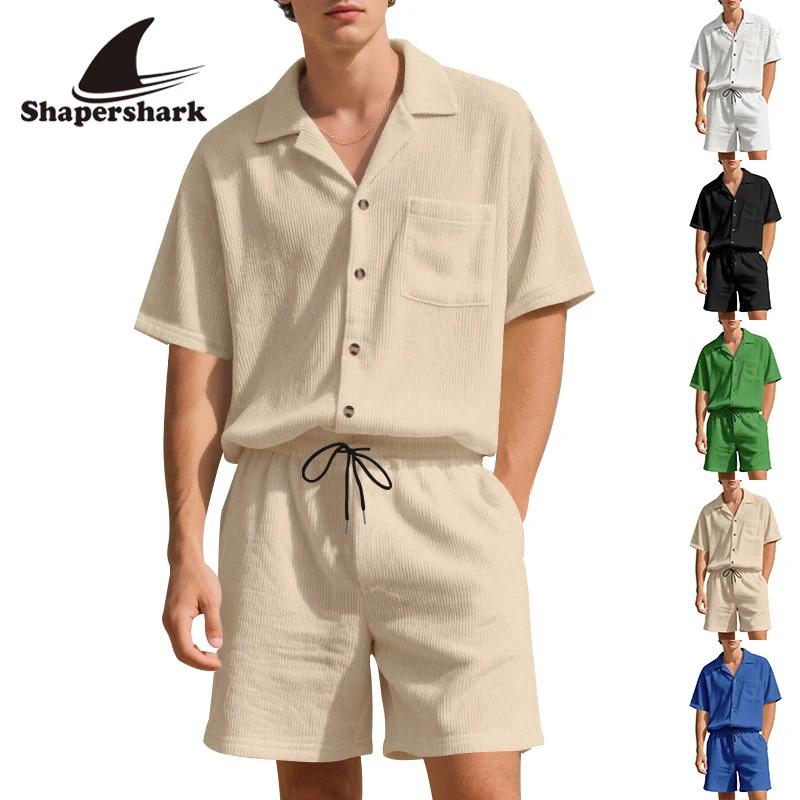 Shapershark The Latest Summer Men's Set Is A Loose Casual Beach Resort-Style POLO Shirt Top And Shorts Of 2 Pieces
