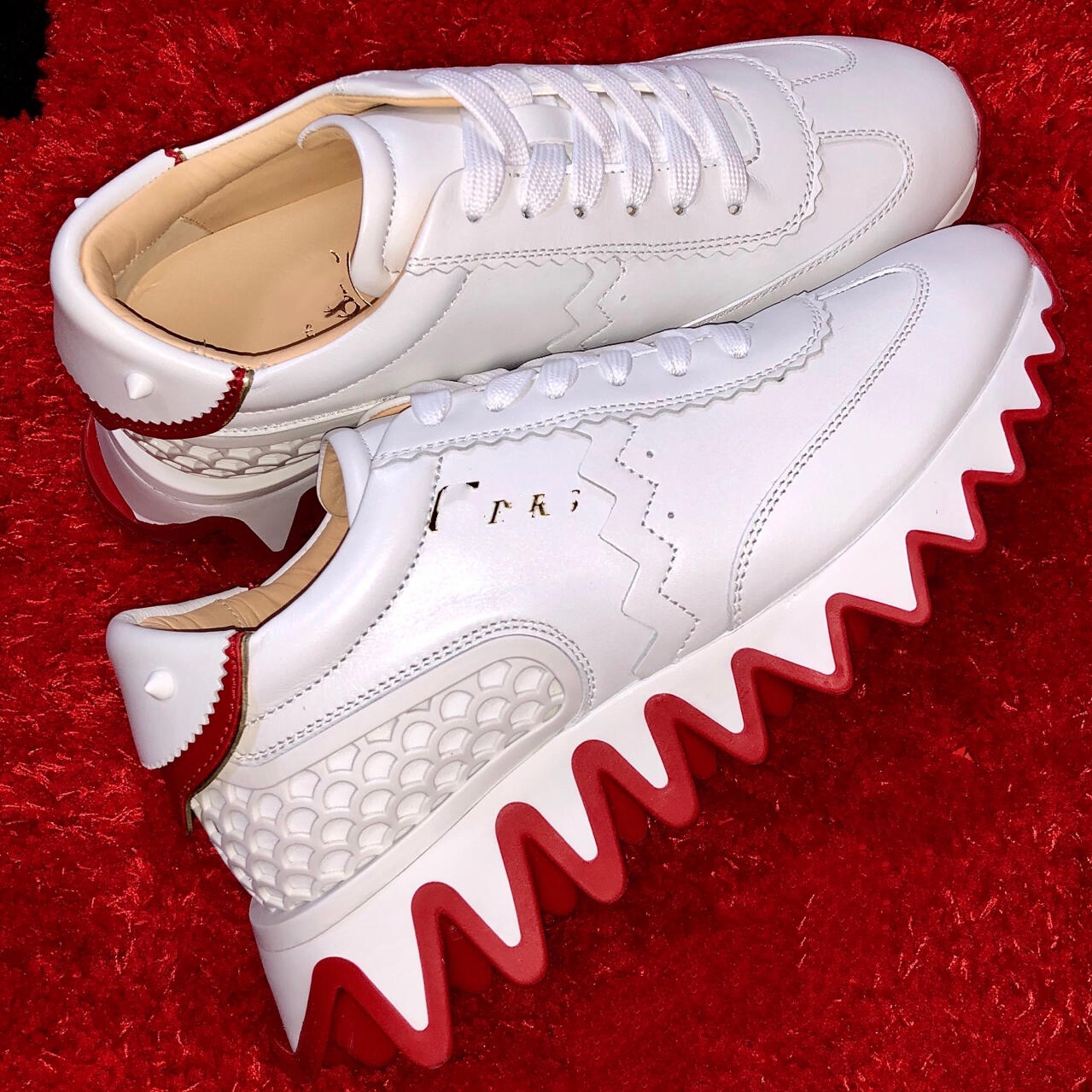 TOP Mirror quality red bottom Designer Luxury white purple leather gym sneaker trainer man women athletic sport shoe casual dress walk tennis outdoo
