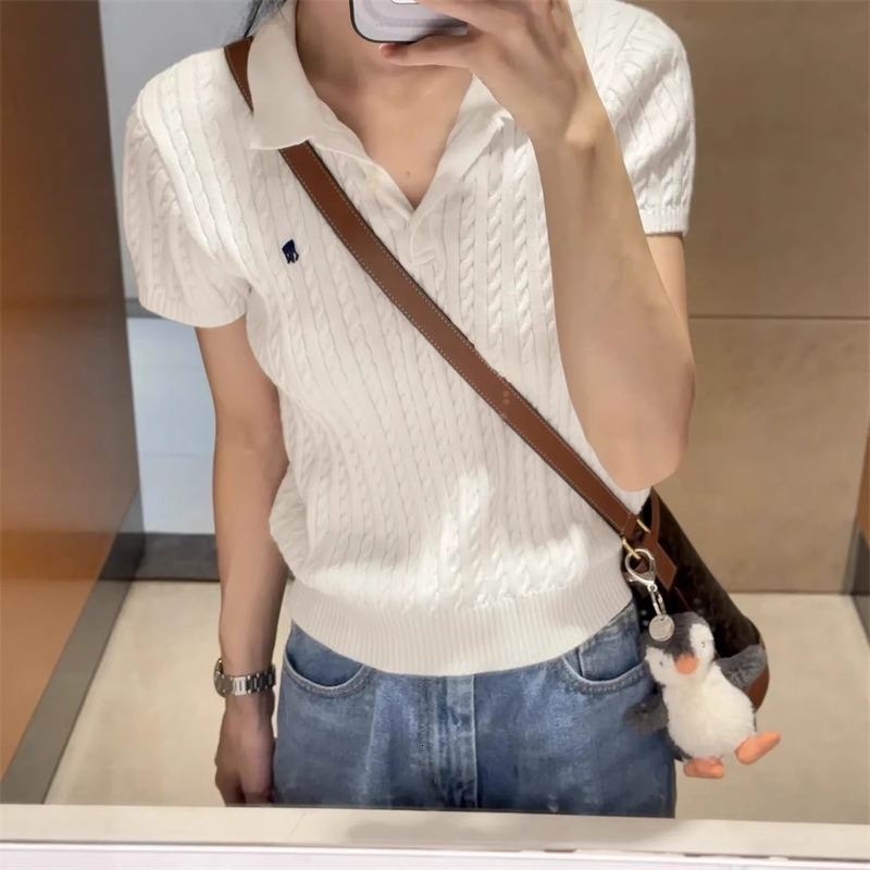 Designer womens Polos Shirt Knitted Tops Summer New women Embroidered Polo Collar Short Sleeve T-Shirts High Quality Ladies T-Shirt Top