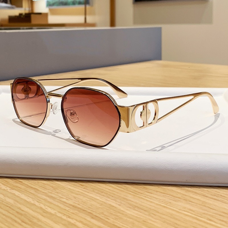 Vintage Brand Designer Sunglasses 2026 New High-End D Brand European And American Style Polygonal Metal Sunglasses Retro For Photoshoots To Make Fac