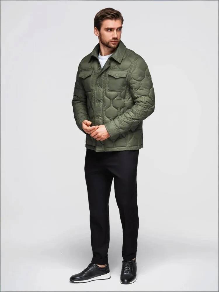 Mens Parkas Single Breasted Warm Comfortable Windproof Nylon Padded Jacket Turndown Collar Casual Outerwear Male