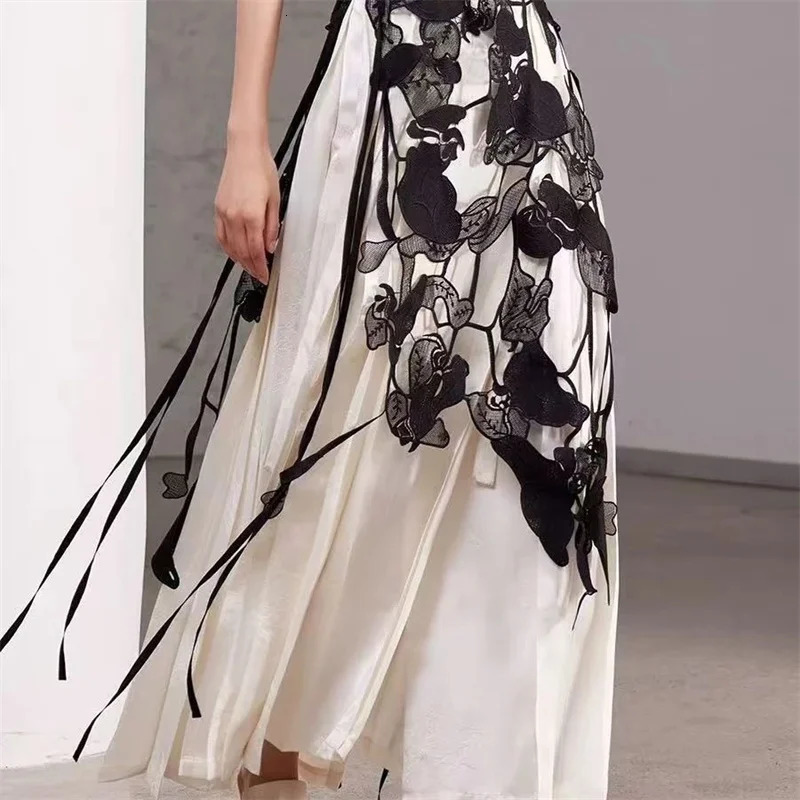 DCABT High Waist Runway Irregualr Hollow Out Skirts Women Spring Autumn All Match Hole Black Tassel Lace Skirt See Through102A 260923