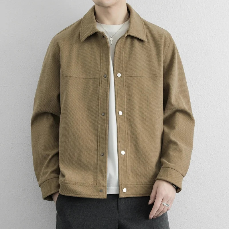 Spring Autumn Business Casual Jackets Men Solid Loose Turn Down Collar Fashion Outwear Coats Male High Quality Jacket Plus Size 260918