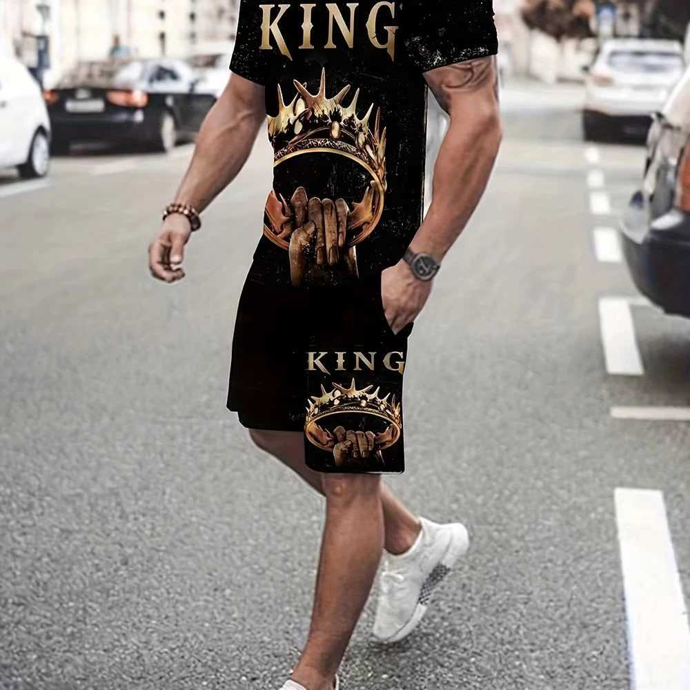 New Summer Men's Tshirt Set Sports Running Set Oversized Men's Refreshing Top 3D Pattern Women Tshirt Set Men Tracksuit Set T260924