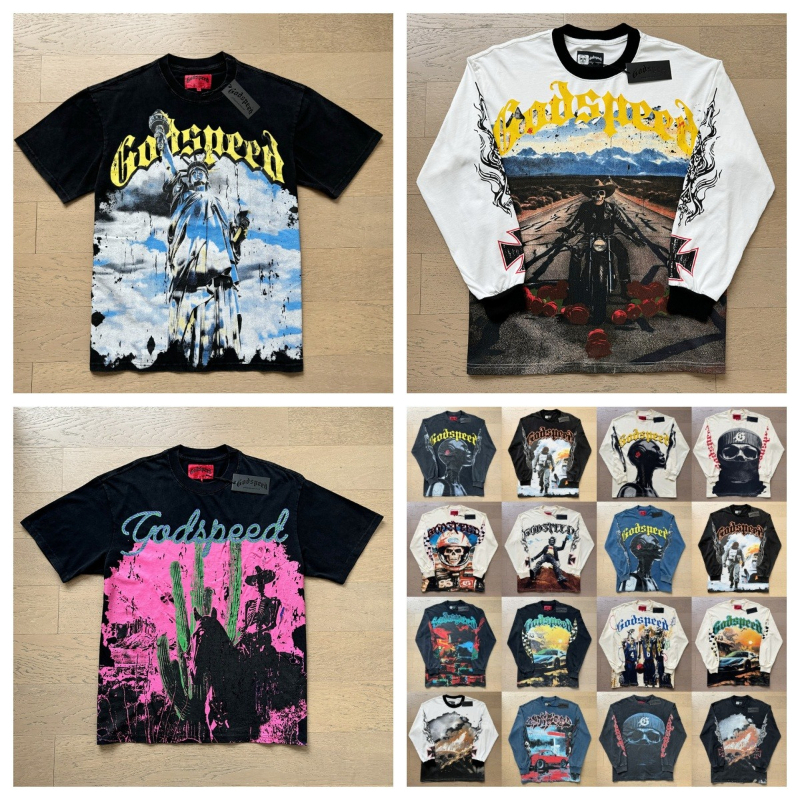 Godspeedds designer mens shirt long sleeve shirt vintage fashion classics graphic high quality t-shirt loose hip hop rock t-shirt hoody sweatshirt p
