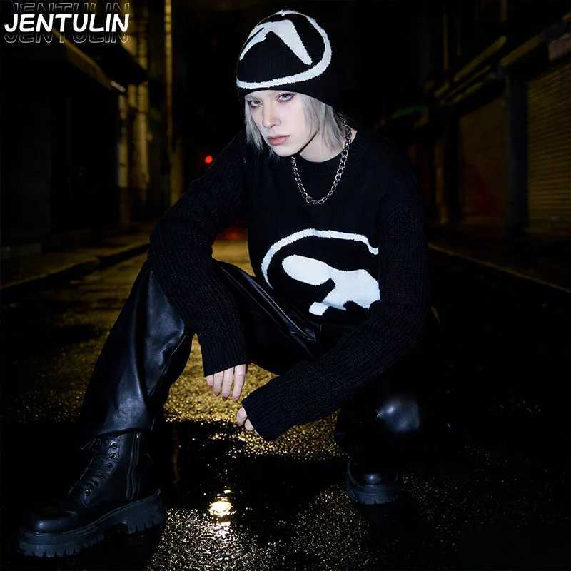 Sweaters Men's Men's Clothing Sweater And Cap Woman Y2K Aphex Twin Knit Set Pullovers Gothic Winter Graphic Streetwear Long Sleeve Tops Vi