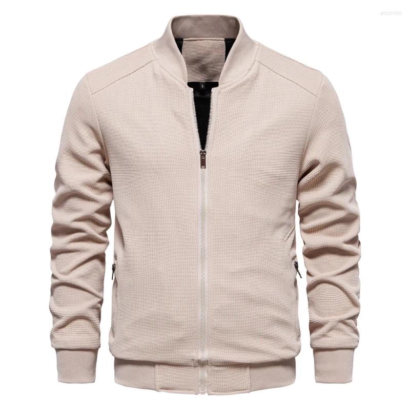 Winter Stand Collar Jackets Mens Full Zip Up Work Jacket Coats Zipper Pockets Hiking Outdoor Pure Color Windbreaker