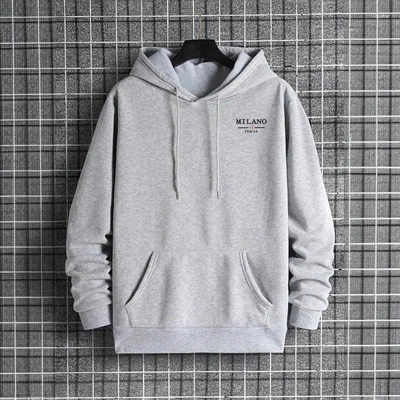 Italy Print Mens Hoodie High Quality Long Sleeve Solid Color Sweatshirt Urban Casual Fashion Sporty Hooded Outerwear Man Clothes