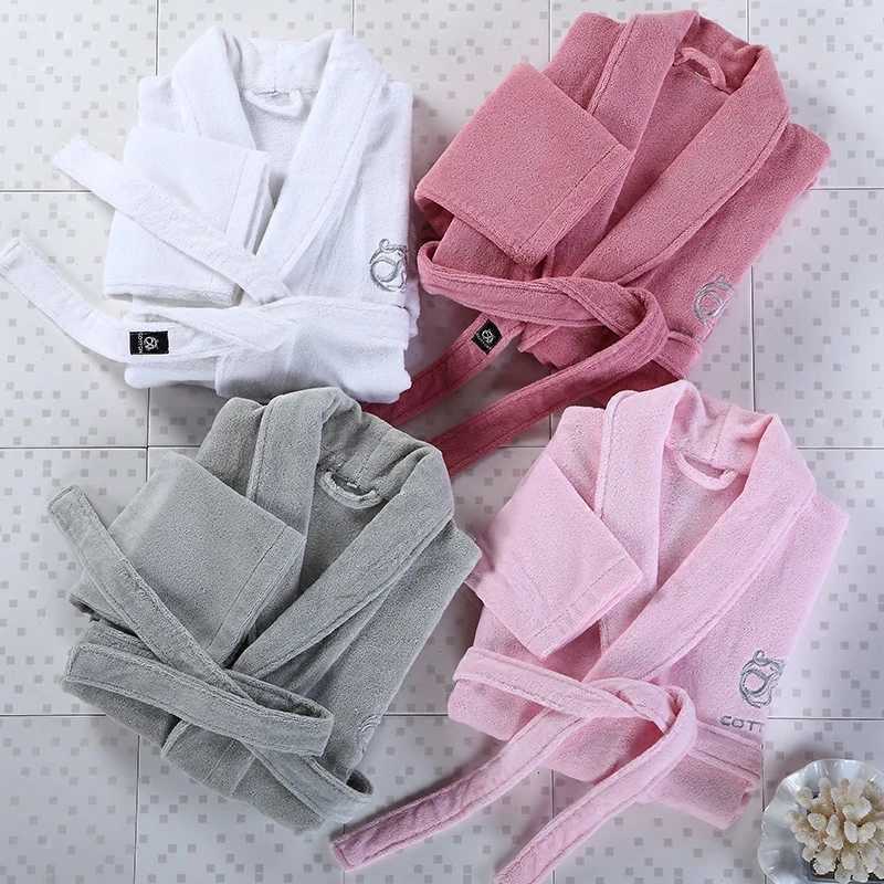 Sleep Lounge Donna Unisex Inverno Accappatoio in spugna Donna 100% cotone Accappatoio Amanti Uomo Accappatoio Asciugamano solido Accappatoio lungo I