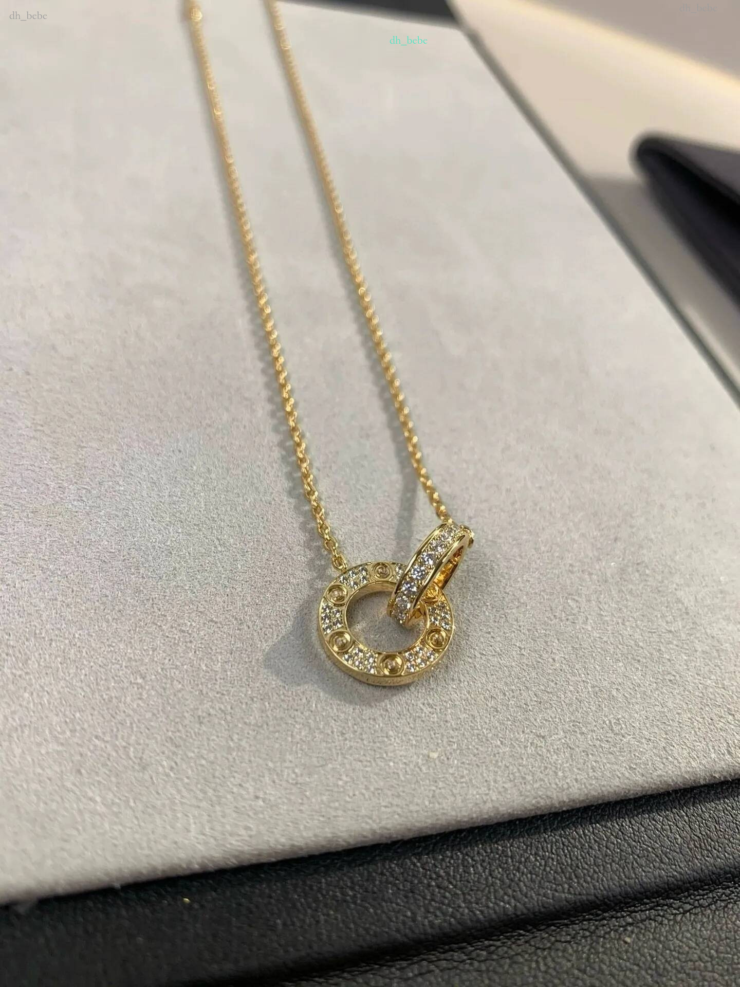 Designer necklace for woman Classic Double Ring Women Thick Plated Rose Gold luxury jewlery Fashion Light Luxury Starry Sky Necklace Exquisite AAA
