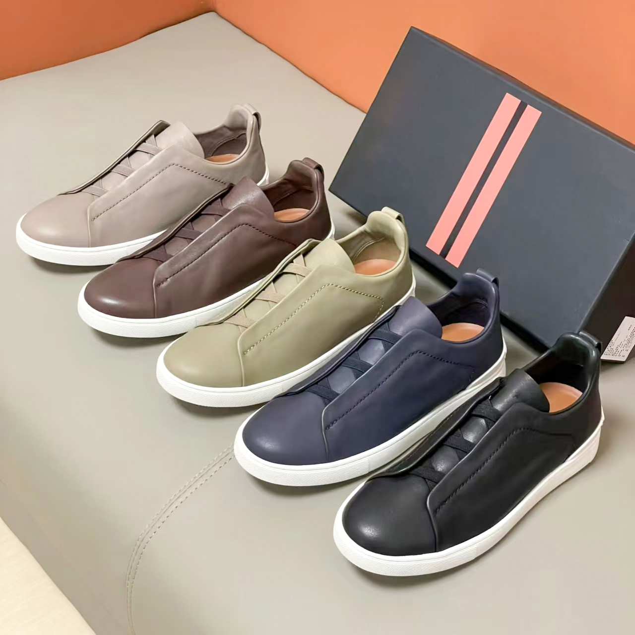 2026ss Luxury Men's Designer Low top zegnamens flat skate shoes comfortable zegnasneakerss 27 Styles Summer Casual shoes SECONDSKIN Slip On Dre