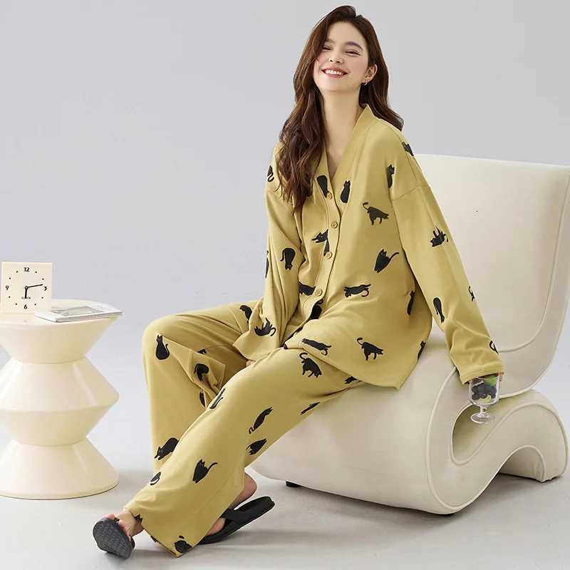Women's Sleep Lounge 2026 1Set New Women's Pajamas Spring and Autumn Smooth Pajamas Girls Long-Sleeve Top and Long Pants Lightweight Homew