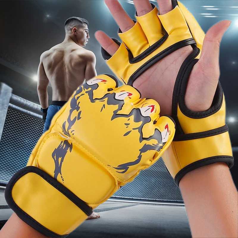 Half Protective Training Gear Boxing Finger Gloves Professional UFC MMA Leather Cushion for Adult Sanda Boxing Training Sandbag Knuckles N260923
