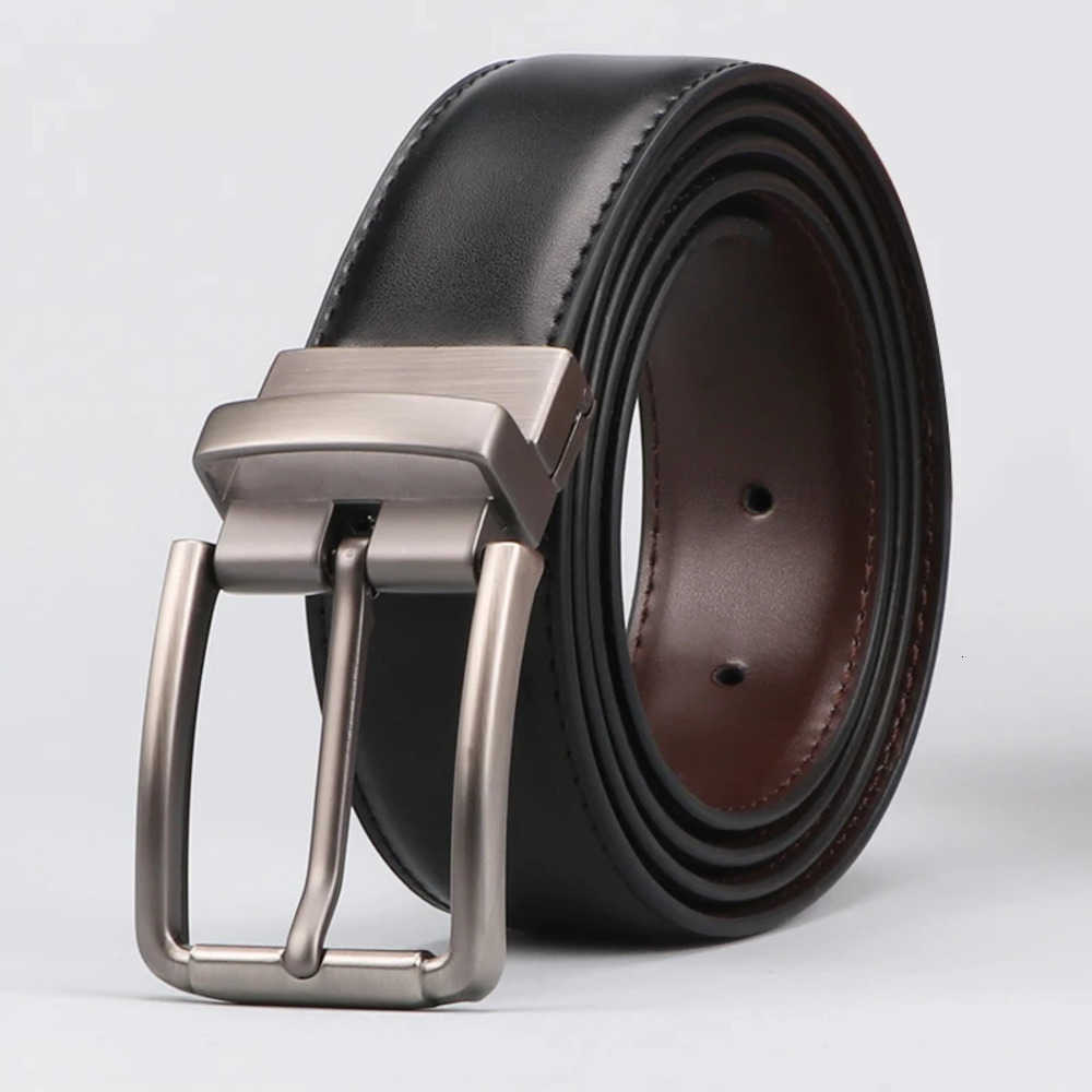 Genuine Belts 1pc Men's Leather Cowhide Reversible Belt J260923